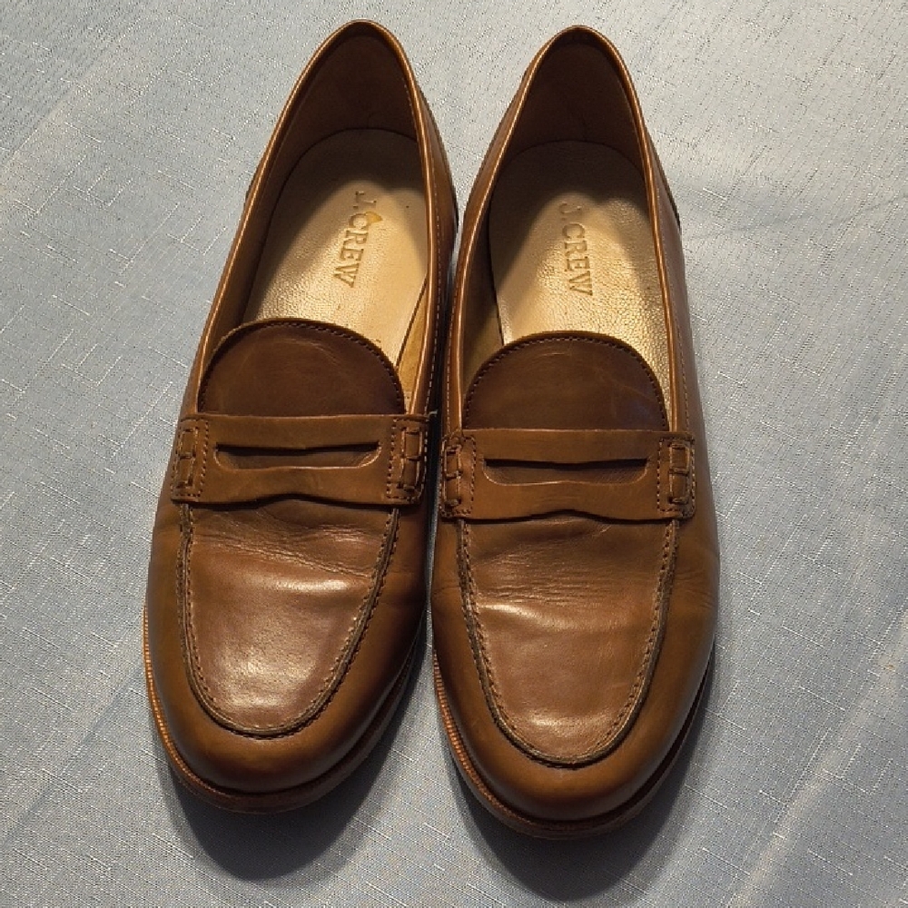 J. Crew Women's Tan Leather Slip-On Loafers Size 9 Women's